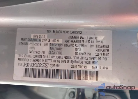 2018 Mazda Cx-5 Grand Touring from USA, damaged, VIN JM3KFADM3J0343727